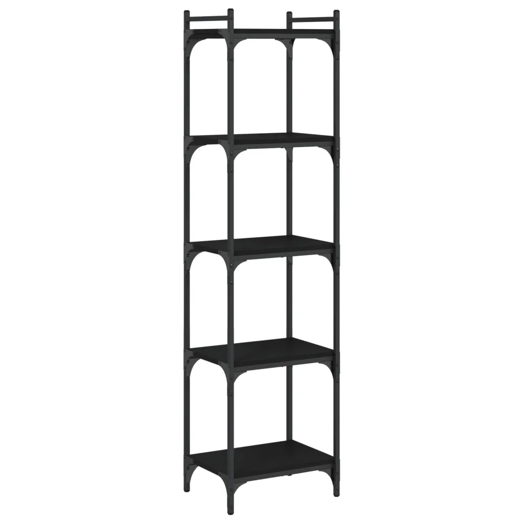 Libreria a 5 Ripiani-Scaffale per Libri-Mobile di Stoccaggio Nera 40x30x154 cm in Legno Multistrato
