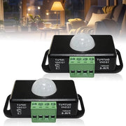 Due unità di sensore di movimento LED DC 12 V 24 V nero Senso di movimento mini corpo Infrarosso Sensore di movimento PIR Interruttore Automatico Metro di movimento a infrarossi per LED strip lampade