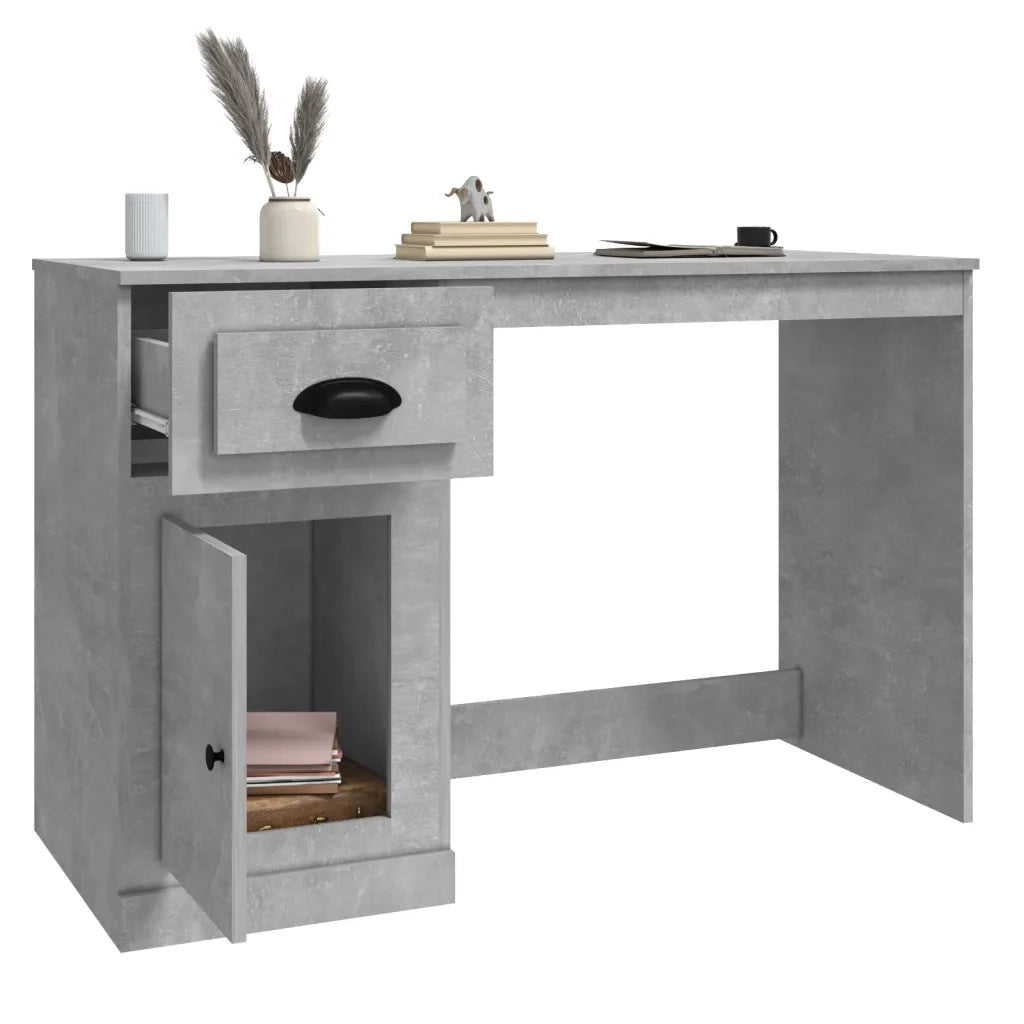 Scrivania Cassetto Grigio Cemento 115x50x75cm Legno Multistrato 816476