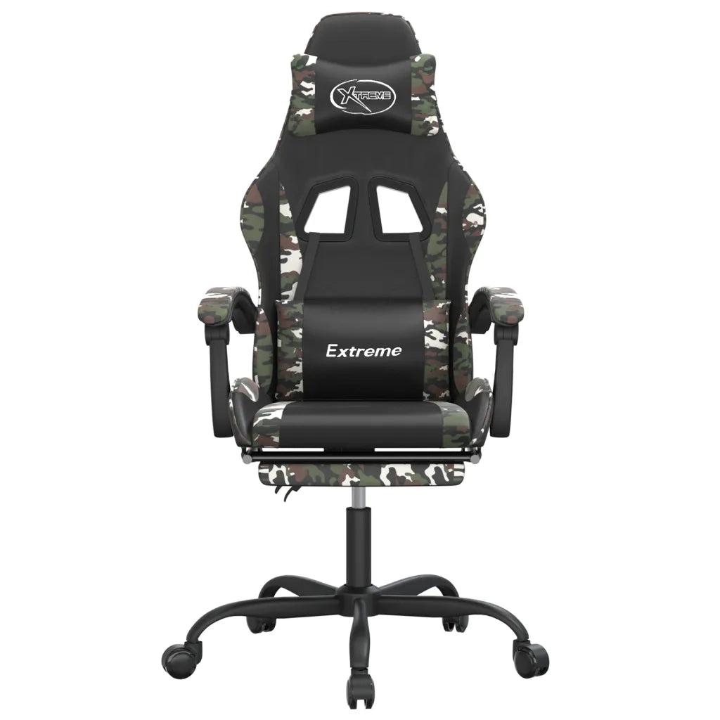 Sedia da Gaming Girevole Poggiapiedi Nero e Mimetico Similpellecod mxl 71564
