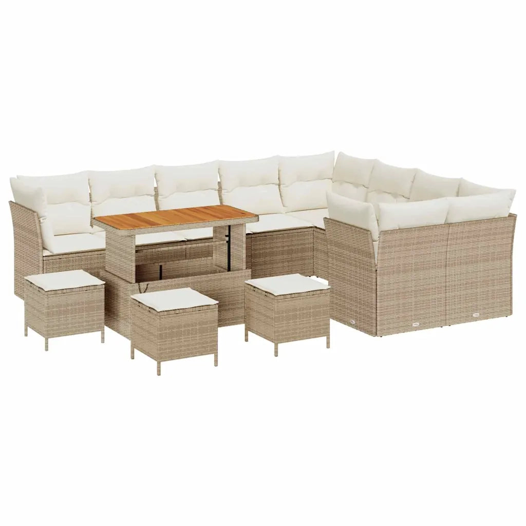 Set Divano da Giardino 13 pcs Beige polyrattan