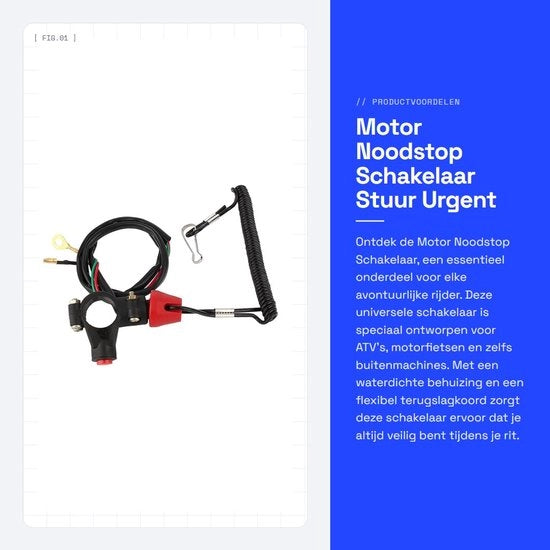 Stop Emergente per Motocicli - Azionata con Chiave - Impermeabile e Flessibile - Incluso Cavo da Chiave - Adatta per Motocicli - 22...
