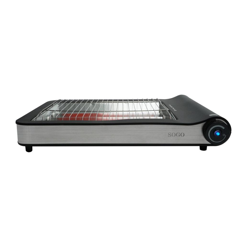 Tostapane elettrico piano 4 fette 900W, area ampia 25,5x20,2 cm con 6 livelli tostatura e resistenze al quarzo - Sogo