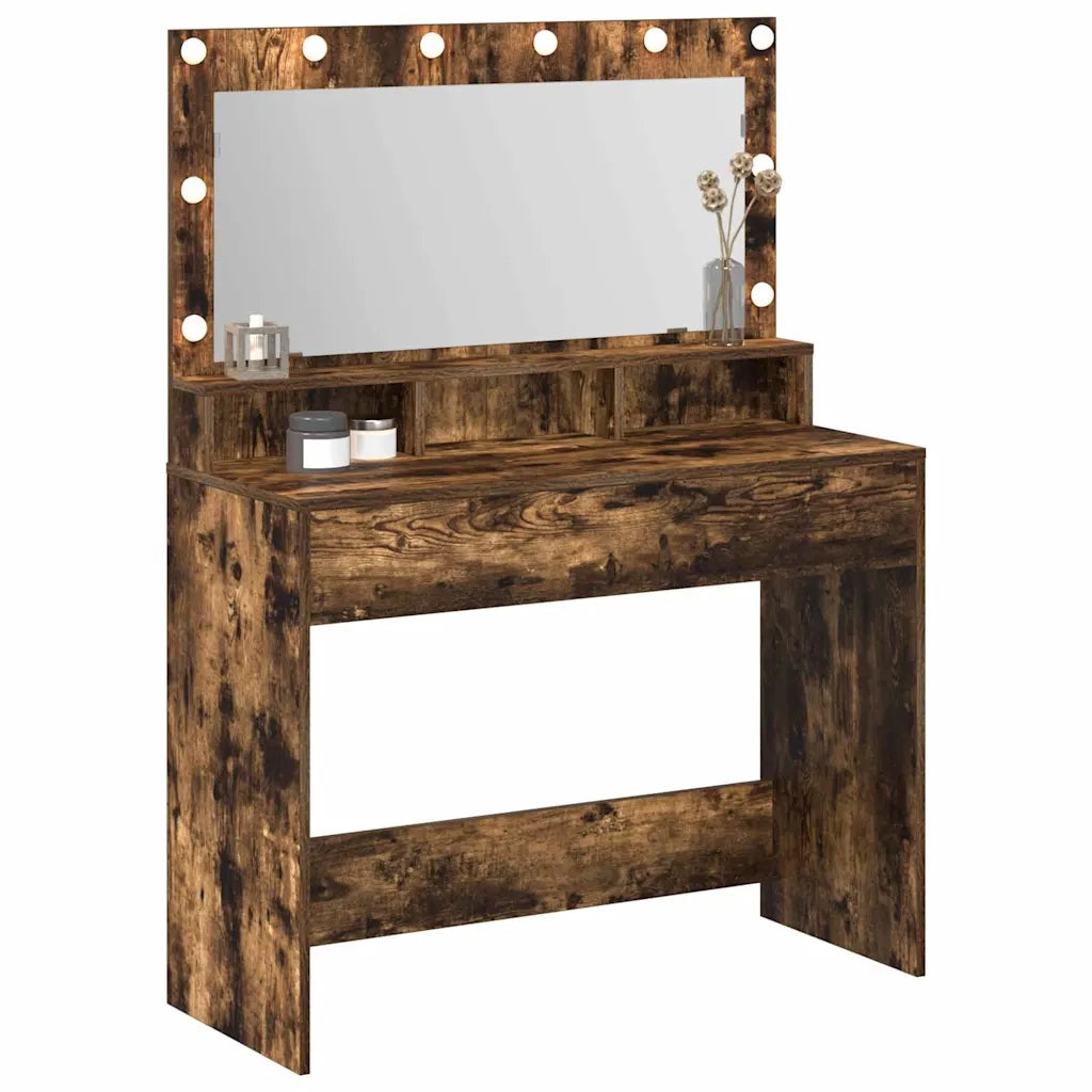 Toeletta | Tavolo da Trucco con lo scaffale Rovere fum¨¦ 100 x 41 x 135 cm