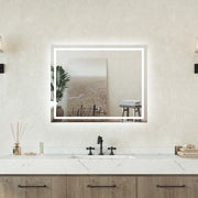 Specchio bagno Rettangolare 100x70cm Retroilluminato Con Led, Antiappannamento + 3 Luci