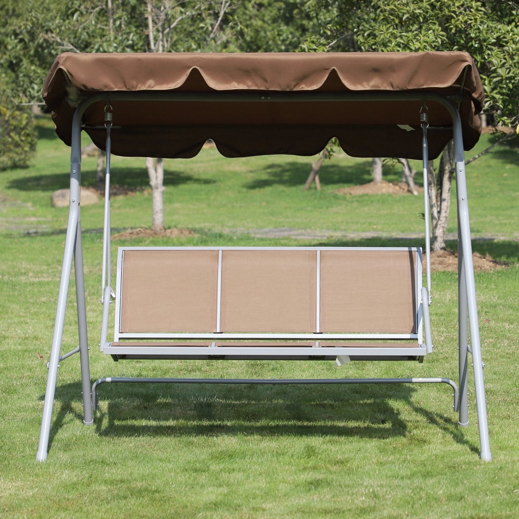 Dondolo Giardino 3 Posti con Toldo Ajustabile ¨C zephmum ¨C Marrone 171x108x150 cm