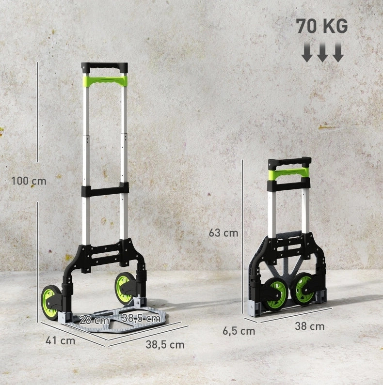Carrello portapacchi pieghevole in alluminio 38,5 x 41 x 100 cm multicolore