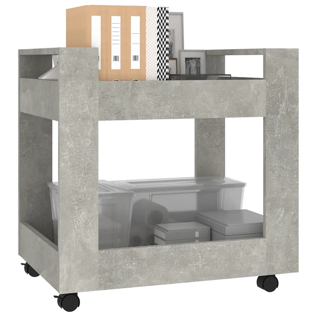 Carrello Scrivania Grigio cemento 60x45x60 cm Legno Multistrato 816604