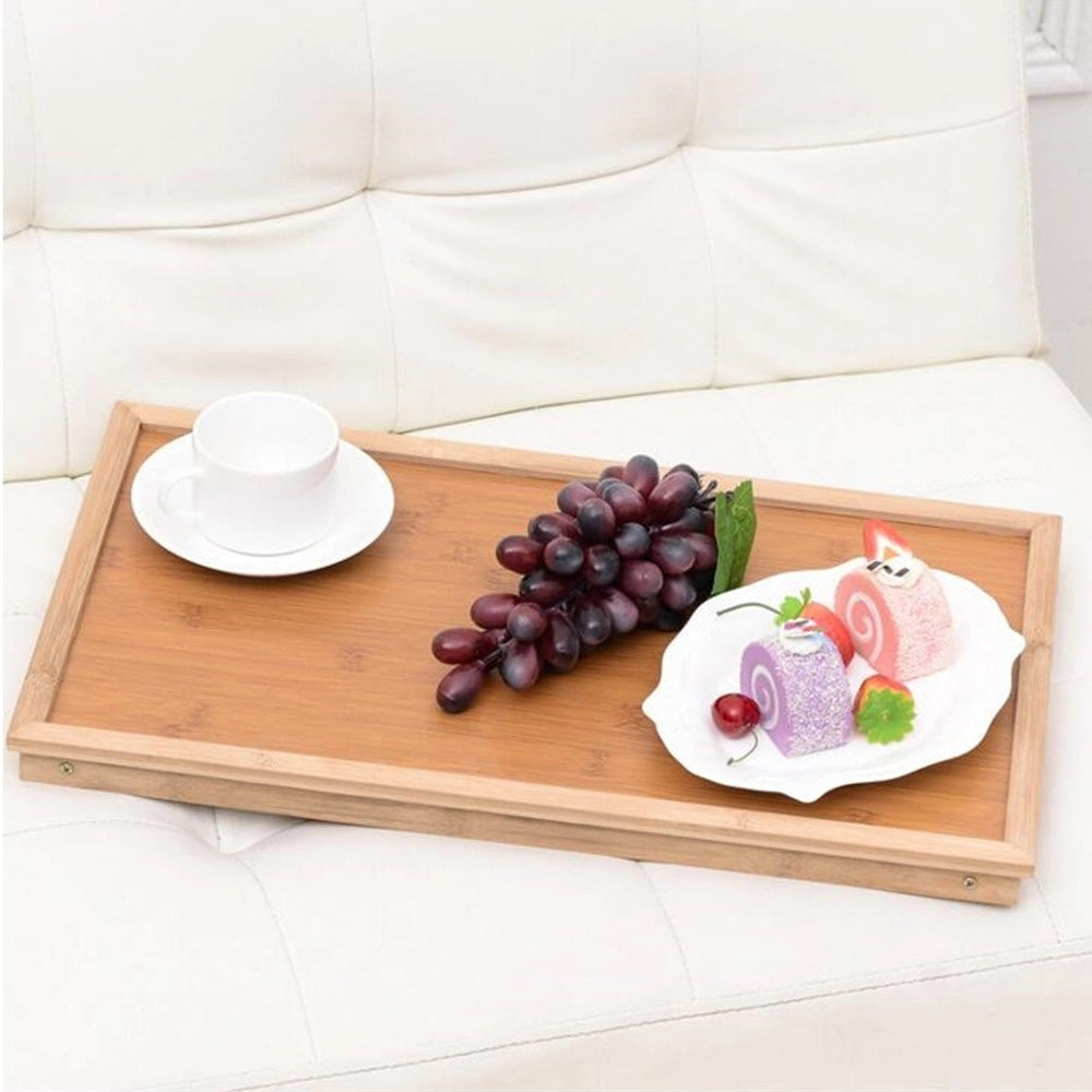 Trade Shop - Vassoio Snack Colazione Pieghevole In Legno Altezza 50x21x31 Cm Richiudibile -