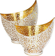 Set di 2 Porta oggetti da tavolo in Oro e Bianco