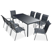 Set da Pranzo da Giardino 9 pz in Acciaio Nero cod mxl 35748