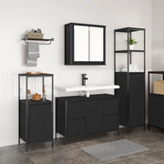 Set di mobili da bagno in 3 pezzi - Legno ingegnerizzato rovere nero
