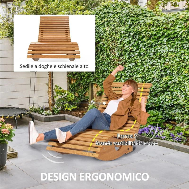 SEDIA A DONDOLO DA GIARDINO A S CON SEDUTA ERGONOMICA, IN LEGNO DI ABETE E DI PINO, 130X60X60 CM