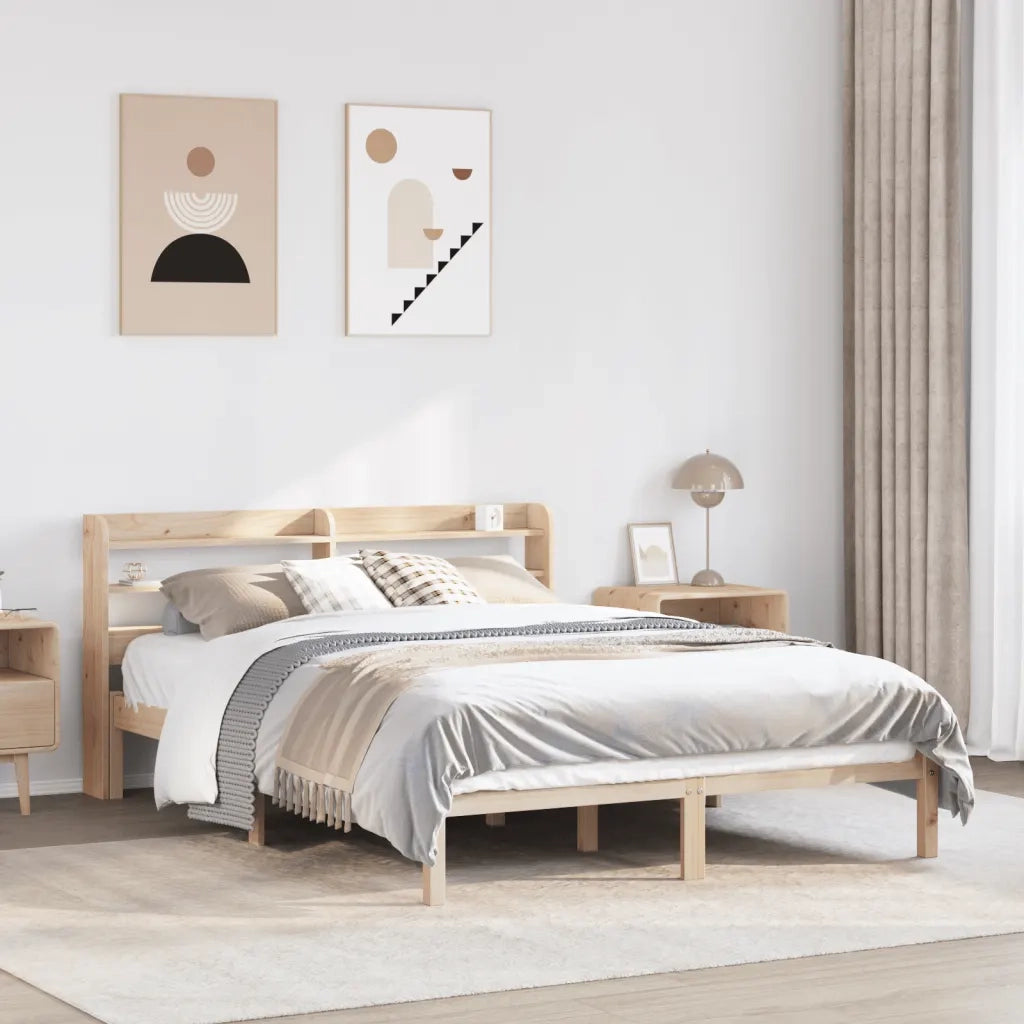 Letto senza Materasso-Struttura Letto 135x190 cm in Legno Massello di Pino 634816