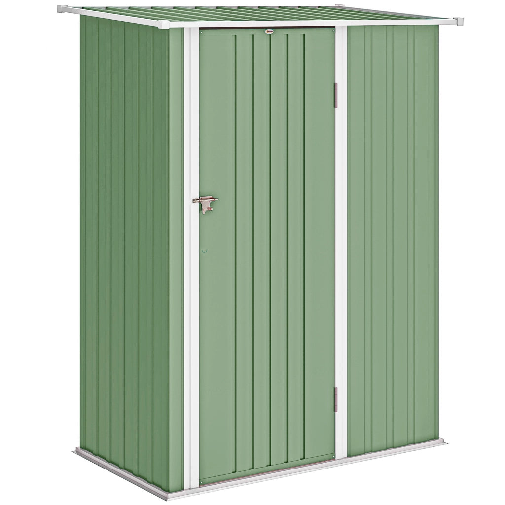 Capanno Porta Attrezzi 142x86x189 cm con Tetto Inclinato e Porta Bloccabile in Metallo Verde Chiaro