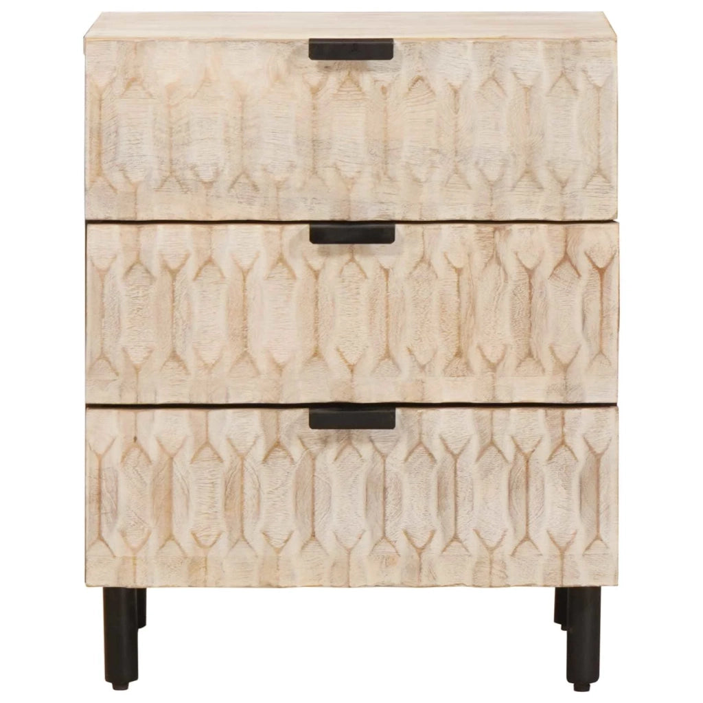 Armadio da Notte Bianco 50 x 33 x 62 cm Legno di mango massello 4017873