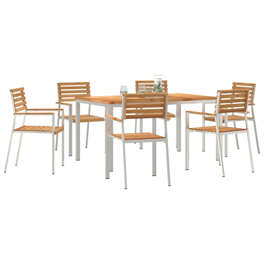 Set Pranzo Giardino 7 Pezzi Legno Massello Teak