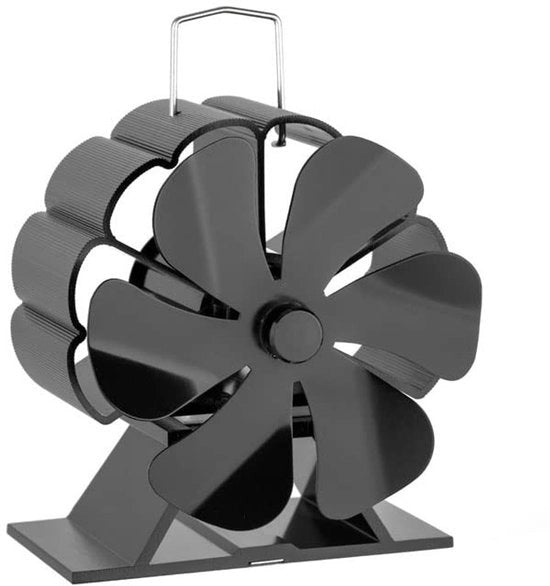 Ventilatore a 6 pale per mini camino - riscaldatore per camino - diffusore di calore per camino - nero - ventilatore per camino - ecosostenibile - adatto per camino a legna.