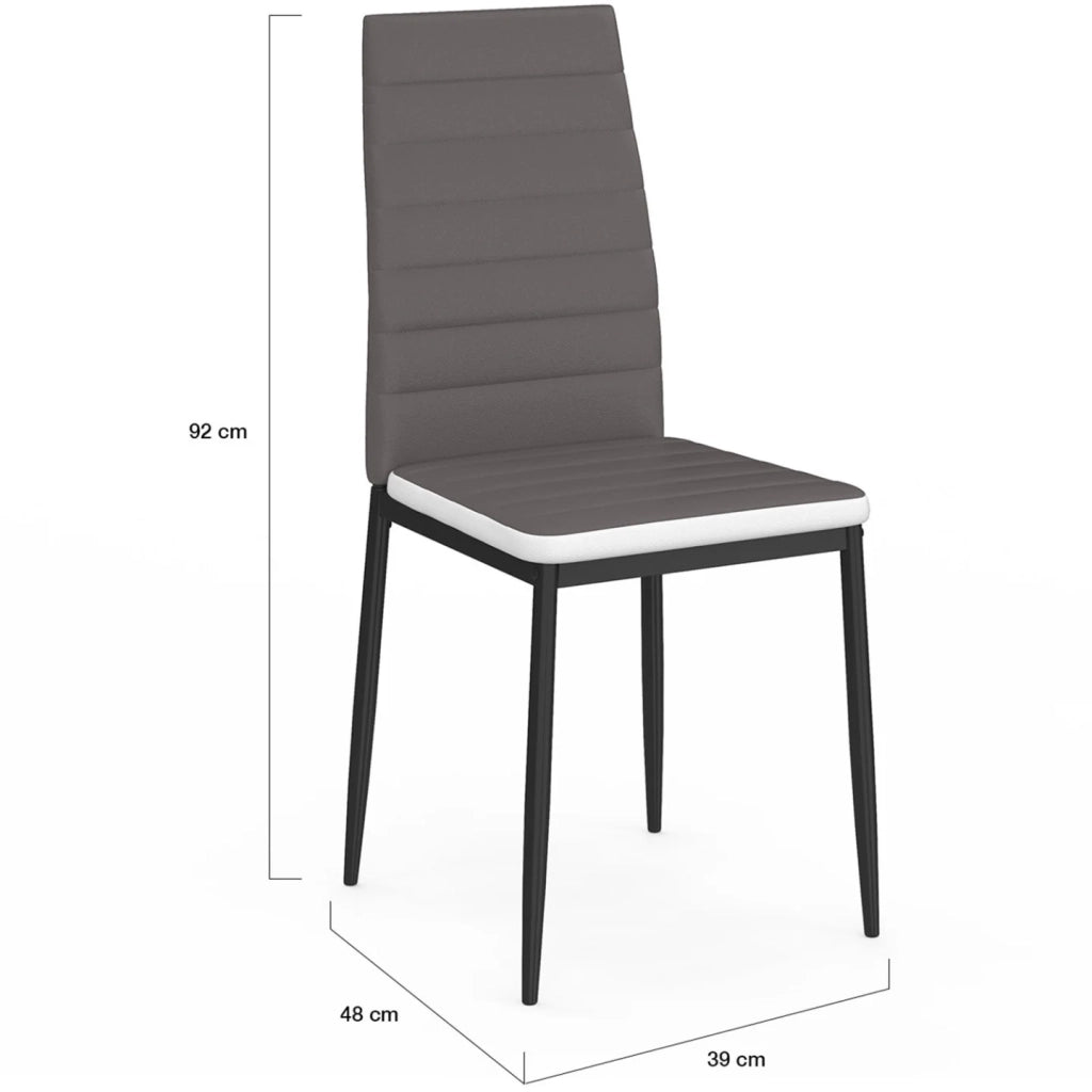 IDMarket - Set di 6 sedie da pranzo grigie con fascia bianca per sala ROMANE