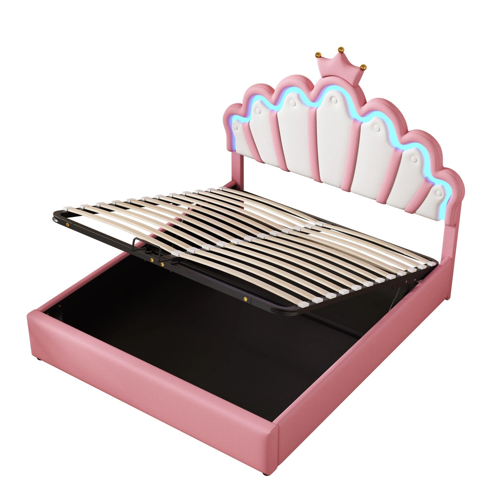 Letto imbottito con LED rosa ¨C Minimal ¨C 140x200 cm
