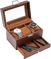Box orologio con 3 compartimenti, box orologio con coperchio vetrato, box orologio con cuscini orologio rimovibili, box orologio - Espresso