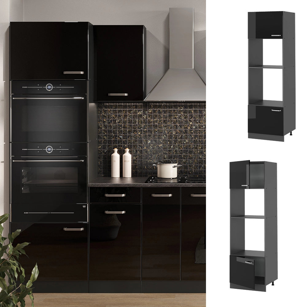 Vicco Set mobili bagno Nero lucido 60 cm
