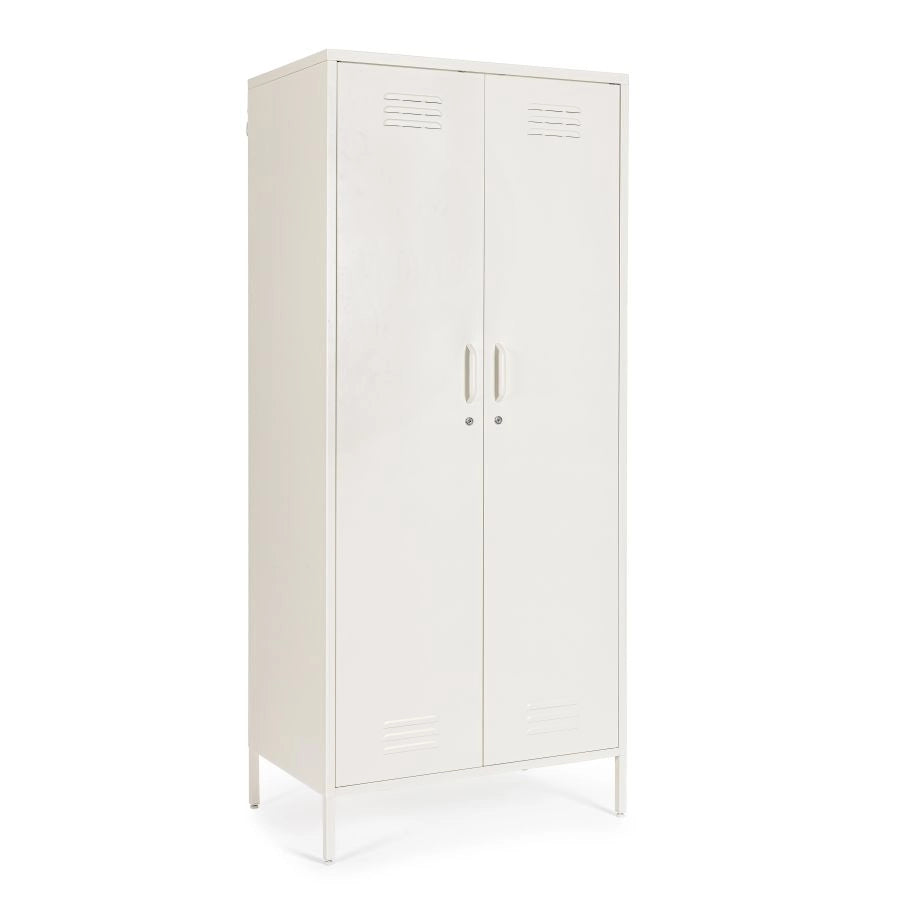 MOBILE METALLO A 2 ANTE CAMBRIDGE BIANCO CREMA 50X80X185H CM