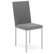 Sedia imbottita LICYA PLUS, ideale per sala da pranzo, soggiorno, ufficio, tessuto scamosciato colore Grigio con struttura Bianco Opaco, Design moderno
