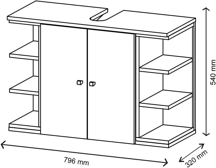 Mobile sottolavabo per bagno Aquis, Antracite, 79.6 x 64 cm, per la conservazione in bagno e combinabile con Aquis