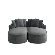 Divano modulare doppio in chenille grigio senza telaio con chaise longue extra larga e cuscini inclusi