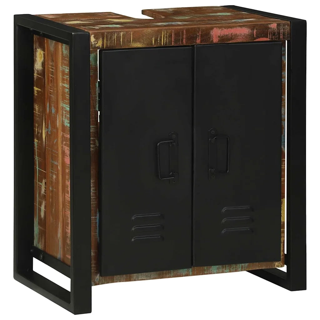 Mobile Lavabo con porta-Armadietto da bagno Marrone Legno massello di recupero