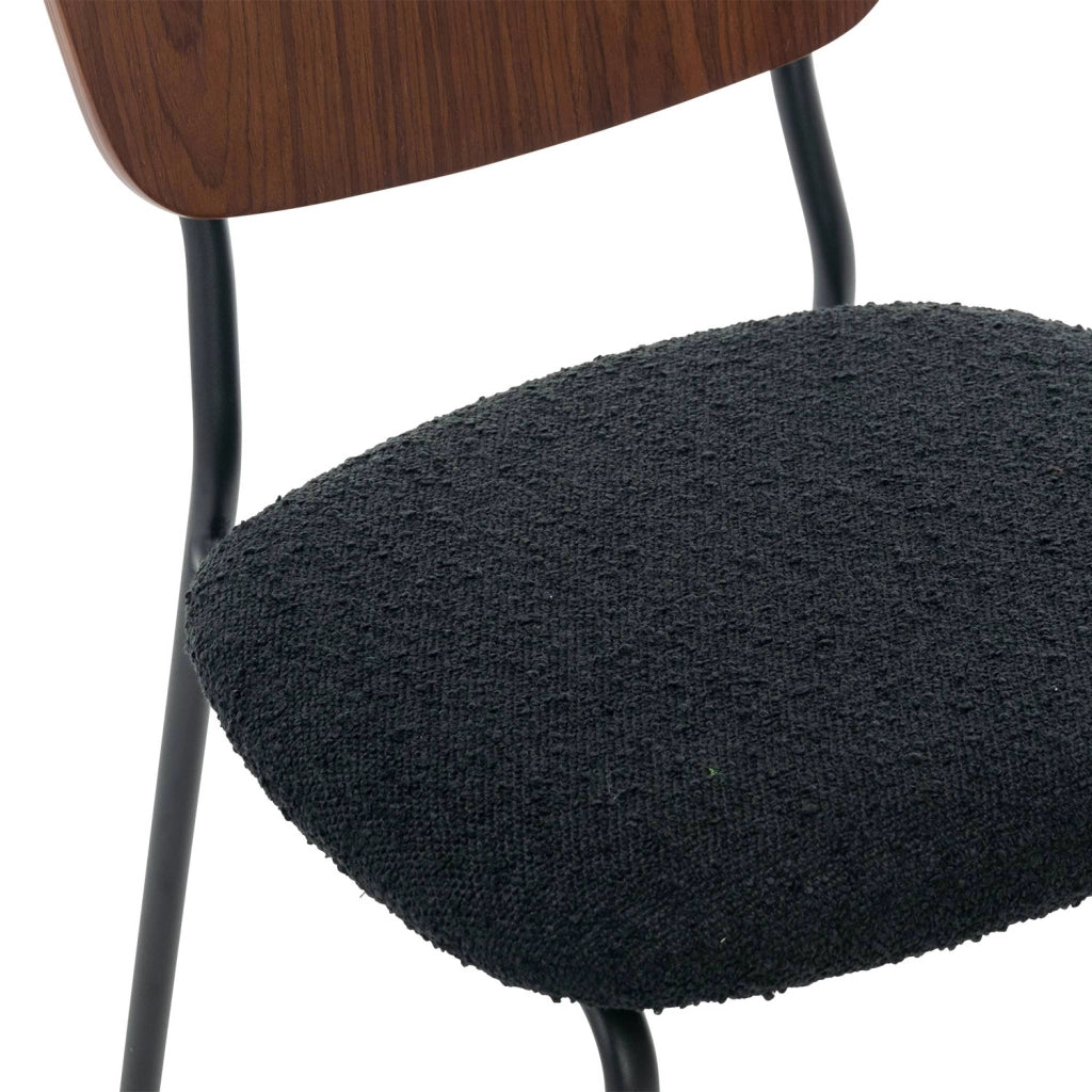Set 2 sedie bouclé struttura in legno con gambe in metallo, nero