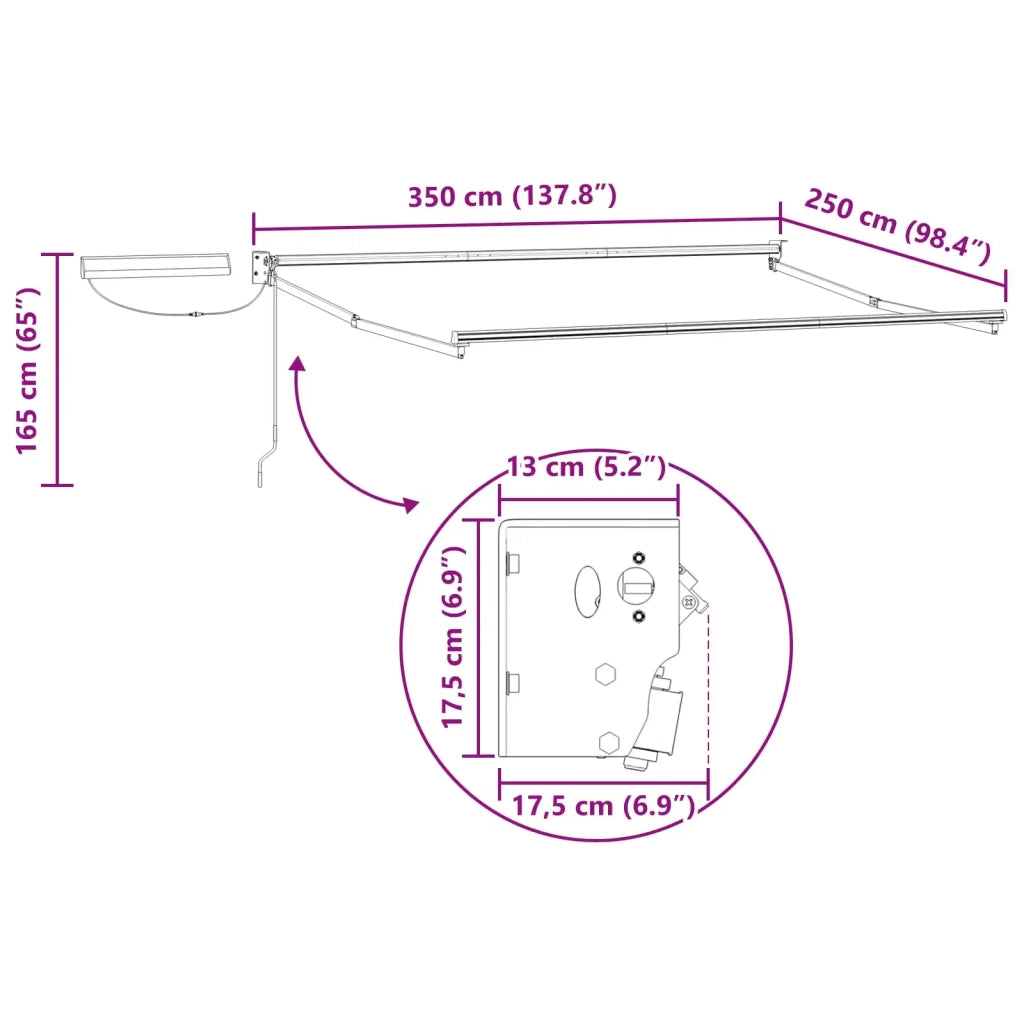 Struttura della tenda elettrica retrattile Bianco 3,5 x 2,5 m 42024232