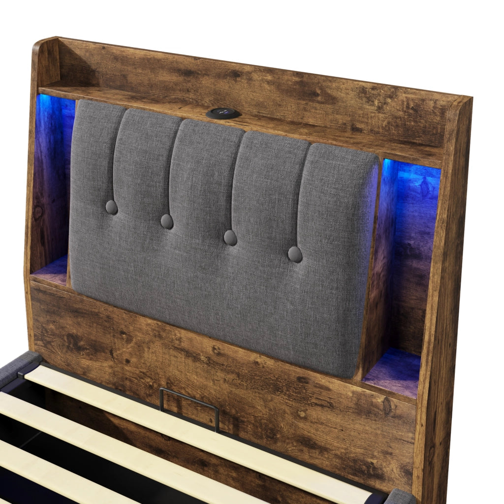letto imbottito lino grigio 90 x 200 cm