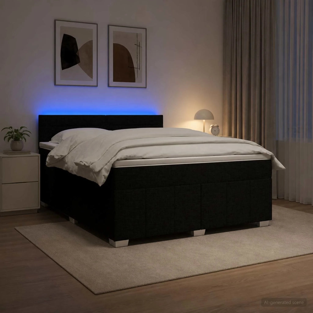 Letto box spring con materasso Nero 160 x 200 cm Tessuto 3452707