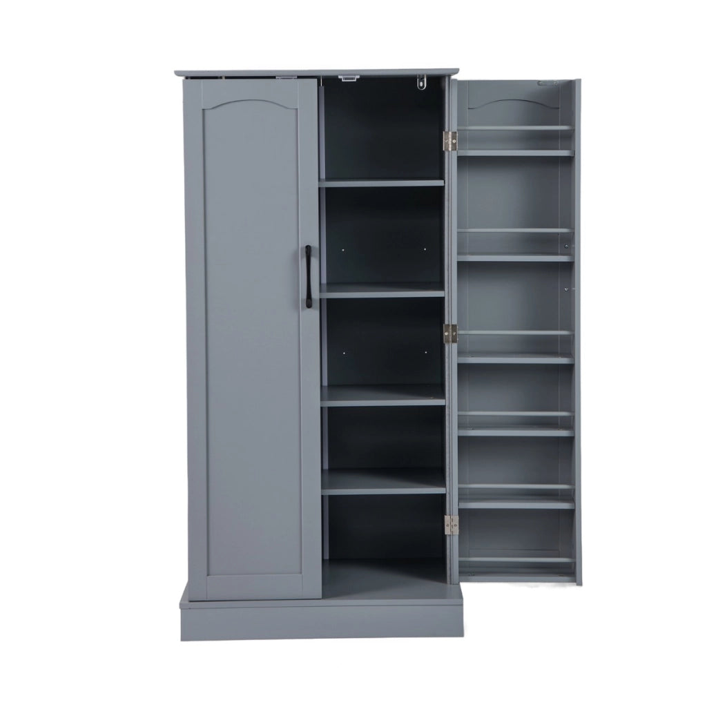 Mobile da cucina con 2 ante e dispositivi anti-ribaltamento contenitore-Mobile credenza per soggiorno Grigio