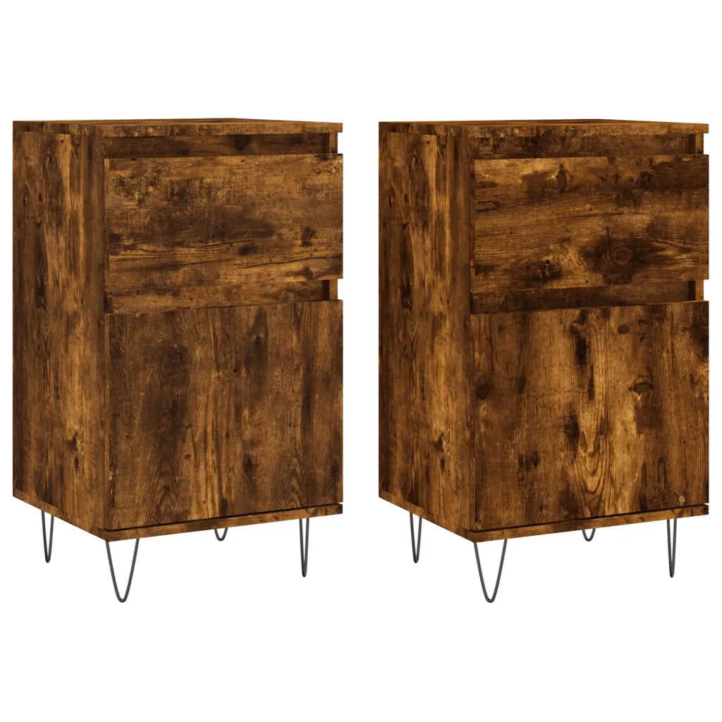 Credenze 2 pz | Madia | Buffet da pranzo | Armadio da pranzo Rovere Fumo 40x35x70 cm in Legno Multistrato