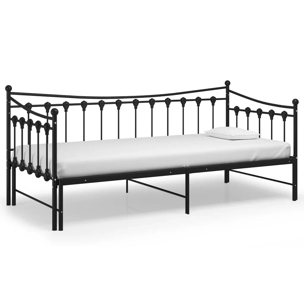 Telaio Divano Letto Estraibile Nero in Metallo 90x200 cm 324758