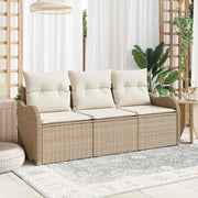 Set Divano da Giardino con cuscino 3 pz-Sofa da Giardino-Divanetto da esterno Beige Poly Rattan 220951