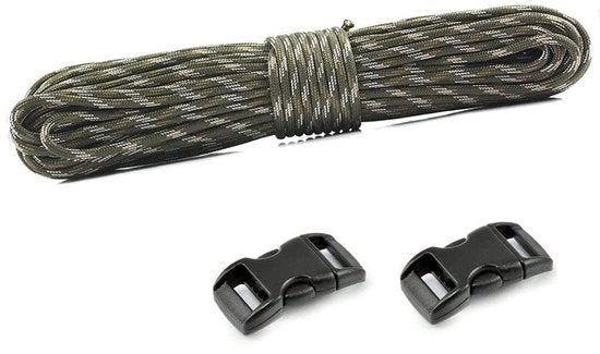 Paracord in Camouflage Verde - 100 Piedi - Nylon - Adatto per Campeggiare e Survival - 10 Fili