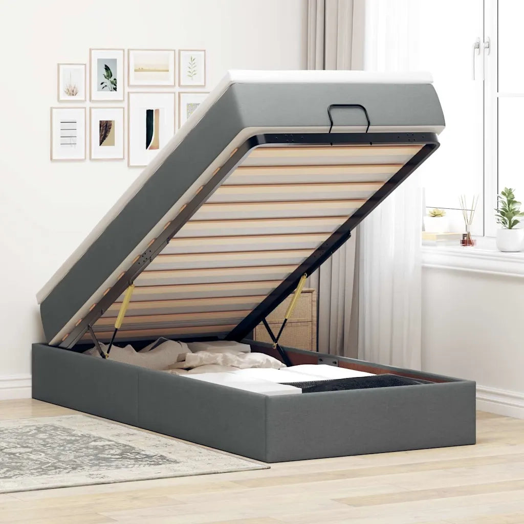 Struttura Letto Pouf con Materasso 100x200 cm in Tessuto