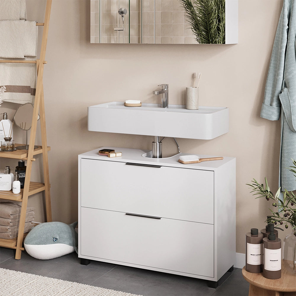 Vicco Mobile sottolavabo per bagno Bianco 80 x 60 cm con 2 cassetti