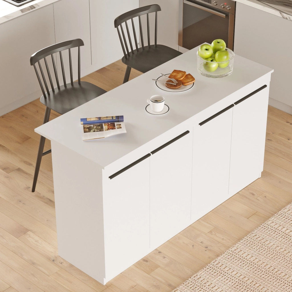 Mobile Dispensa Oviglio, Isola da Cucina 2 Ripiani, 160x60x90h cm Bianco