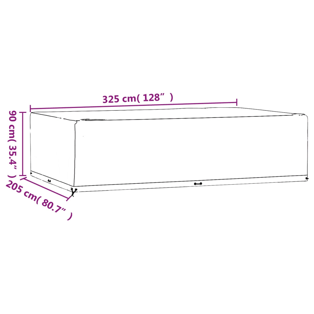 Copri Mobili Giardino | Telone per mobili da esterni 2 pz 16 Occhielli 325x205x90cm Rettangolo