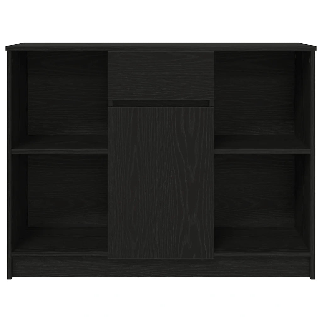Credenza con Cassetto-Buffet-Armadio da cucina Rovere Nero 101x35x76cm Legno Multistrato