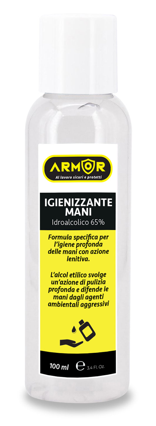 Gel igienizzante mani 100 ml, indroalcolico al 65%, massima igiene