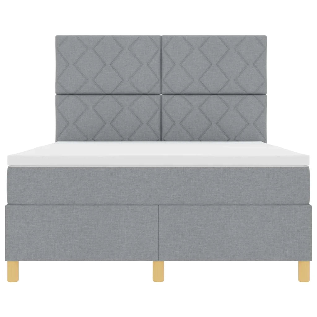 Letto a Sorgente LED Grigio chiaro 140 x 190 cm Tessuto 3343173
