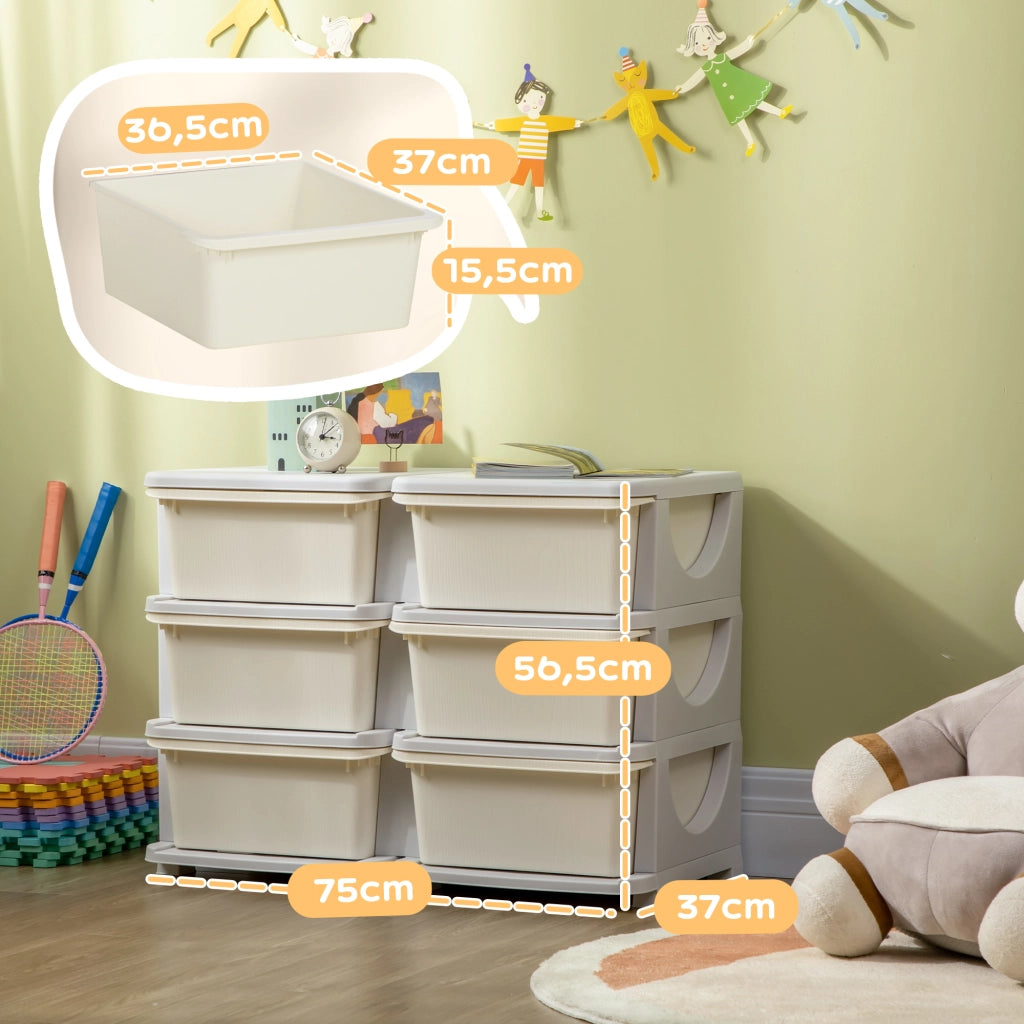 Cassettiera per bambini ¨C zephmum ¨C Bianco, 3 cassetti