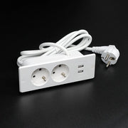 Alimentatore per tavolo con 2 prese, 2 porte USB e cavo da 1,5 metro - adatto per superfici da cucina e tavoli di conferenza (bianco).