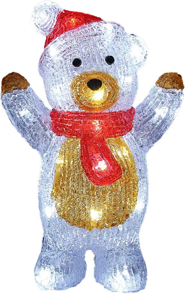 ® LED Figura Acrilica 3x Babbo Natale 30cm Decorazione Natalizia Interno Esterno Festa Natale Balcone Luci Led Deco Design